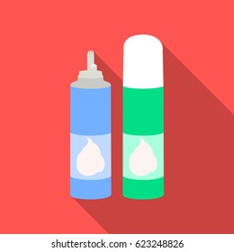 Whipped cream in an aerosol can icon in flat style isolated on white background. Milk product and sweet symbol stock vector illustration.