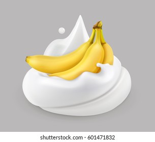 Whipped cream and banana vector icon