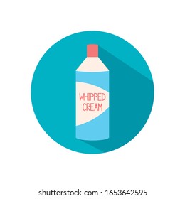 Whipped cream bottle flat style icon design, dairy breakfast dessert fresh natural healthy product and calcium theme Vector illustration