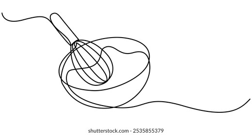 Whipped cream in a bowl in continuous one line art style. Simple vector illustration, Whipped cream in a bowl in continuous one line art style. Simple vector illustration, Whiping cream in a bowl.