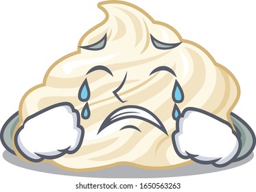 Whipped cream cartoon character concept with a sad face