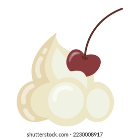 Whipped cream with cherries for hot chocolate, coffee, ice cream, cocktail.