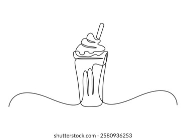 Whipped cream continuous single line drawing vector illustration