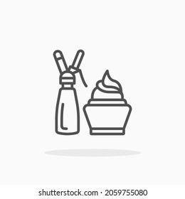 Icono de crema batida. Estroque editable y píxel perfecto. Estilo de esquema. Ilustración vectorial. Disfruta de este icono para tu proyecto.