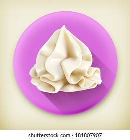Whipped cream, long shadow vector icon