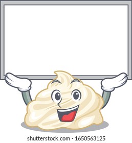 A whipped cream mascot picture raised up board