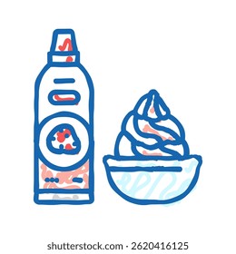 whipped cream milk product doodle icon sketch vector. whipped cream milk product sign. isolated symbol illustration