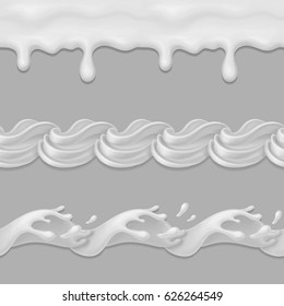 Whipped cream or milk, vector seamless pattern