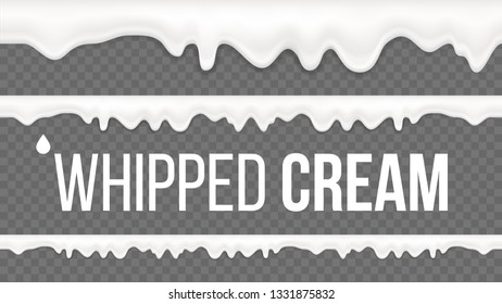 Whipped Cream Pattern Vector. White Creamy Swirl. Vanilla Milk Dessert. Sweet Decoration. Tasty Twirl. 3D Realistic Isolated Illustration