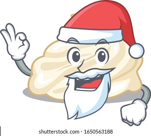 Whipped cream in Santa cartoon character style with ok finger