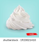 Whipped Cream swirl isolated on white background. 3d realistic vector illustration of whipped cream.