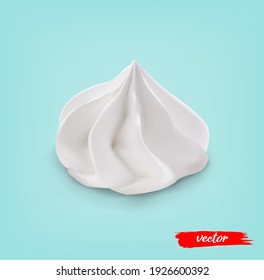 Remolino de crema batida aislado de fondo blanco. 3d ilustración vectorial realista de crema batida.