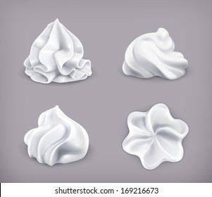 Whipped Cream, Vector Icon Set