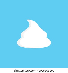 Whipped Cream Vector Illustration, Graphic Icon, Dollop Of Sweet Whipped Cream Isolated On Blue Background.