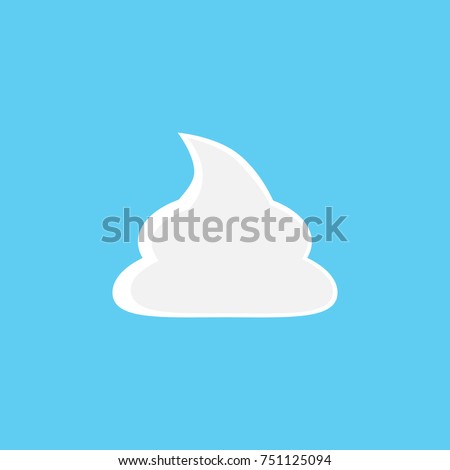 Whipped cream vector illustration, graphic icon, dollop of sweet whipped cream isolated on blue background.