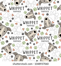 Whippet : Dog breed collection : Seamless Pattern : Vector Illustration