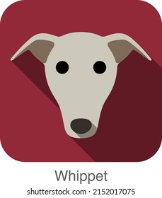 Whippet Dog Face Flat Icon, Dog Series