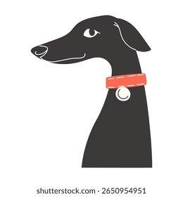 Whippet Dog Portrait Half Body Flat Style Pet Illustration