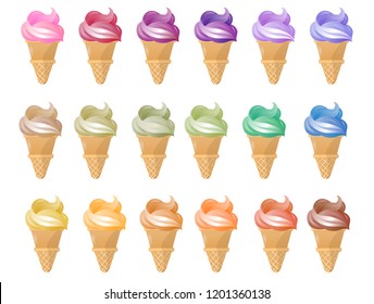 whipping ice cream cone collection with different color