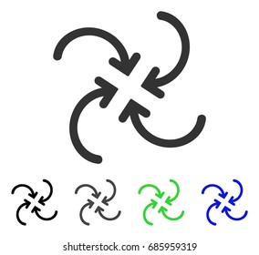 Whirl Arrows flat vector pictogram. Colored whirl arrows gray, black, blue, green pictogram versions. Flat icon style for web design.