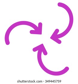 Whirl Arrows Vector Icon. Style Is Flat Symbol, Violet Color, Rounded Angles, White Background.