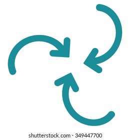 Whirl Arrows vector icon. Style is flat symbol, soft blue color, rounded angles, white background.