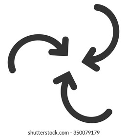 Whirl Arrows vector icon. Style is flat symbol, gray color, rounded angles, white background.