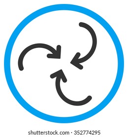 Whirl Arrows vector icon. Style is bicolor flat circled symbol, blue and gray colors, rounded angles, white background.