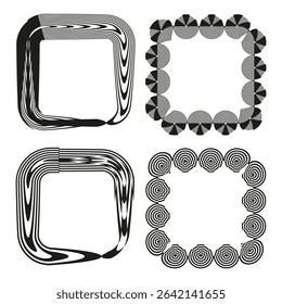 Whirl frame icon. Vector swirl shape. Monochrome square symbol. Artistic pattern element.