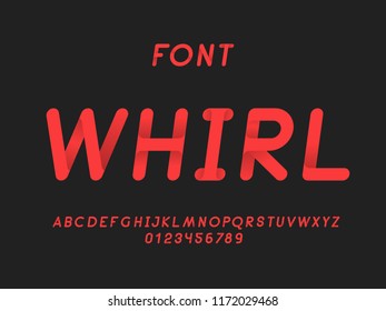 Whirl italic font. Vector alphabet letters and numbers. Typeface design. 