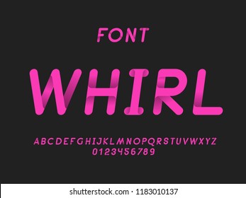 Whirl Italic font. Vector alphabet letters and numbers. Typeface design. 
