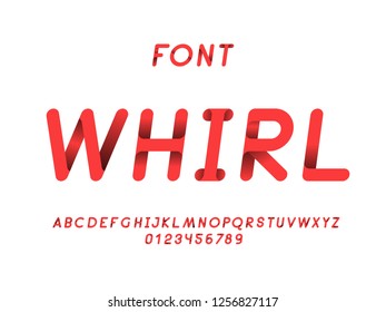 Whirl Italic font. Vector alphabet letters and numbers. Typeface design. 