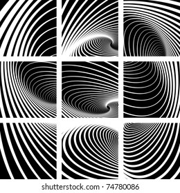 Whirl movement. Abstract backdrops set. Vector art.