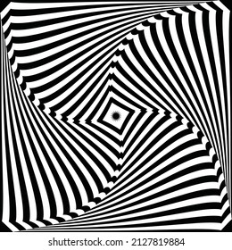 Whirl movement illusion in abstract op art lines pattern. Vector illustration.