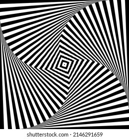 Whirl movement illusion in abstract op art lines pattern. Vector illustration.