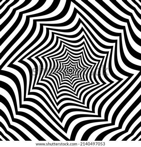 Whirl movement illusion in abstract op art lines pattern. Vector illustration.
