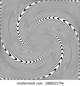 Whirl rotation movement illusion in abstract op art design. Vector illustration.