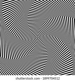 Whirl rotation movement illusion in abstract op art design. Vector art.