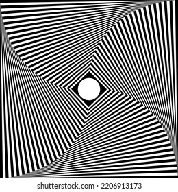 Whirl Twisting Motion Illusion in Abstract Op Art Pattern. 3D Effect. Vector Illustration.