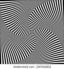 Whirl Twisting Motion Illusion in Abstract Op Art Pattern. 3D Effect. Vector Illustration.