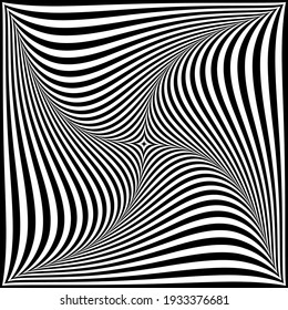 Whirl twisting movement illusion in abstract op art design. Vector illustration.