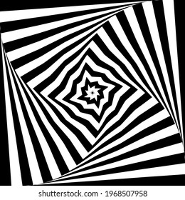 Whirl twisting movement illusion in abstract op art design. Lines texture. Vector illustration.