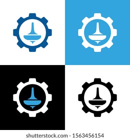 Whirligig and gear logo icon design template elements, cog and spin top symbol - Vector