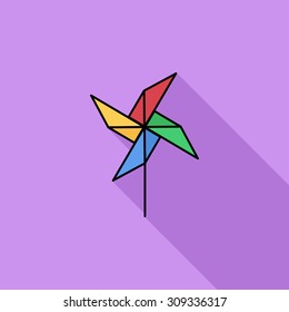 Whirligig icon. Flat vector related icon with long shadow for web and mobile applications. It can be used as - logo, pictogram, icon, infographic element. Vector Illustration.