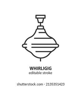 Whirligig line icon. Baby toy vector sign. Editable stroke.