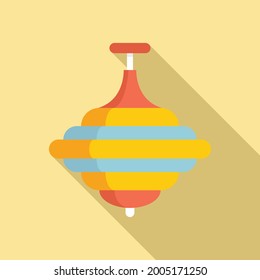 Whirligig toy icon flat vector. Top spinning game. Child whirligig