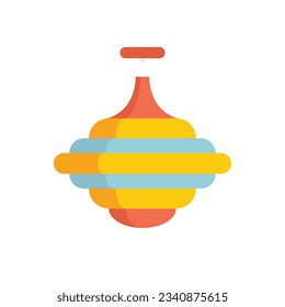 Whirligig toy icon flat vector. Top spinning game. Child whirligig isolated