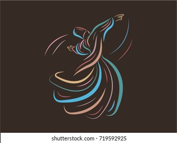whirling dervish vector drawing