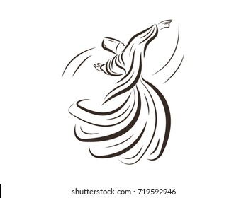 whirling dervish vector drawing