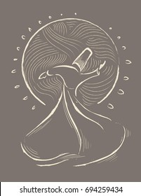 whirling dervish vector illustration